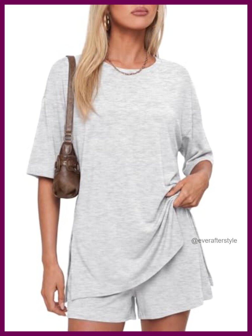 Women's 2 Piece Lounge Set Short Sleeve T-Shirt & Drawstring Shorts Rayon